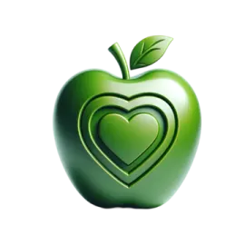 an apple with a heart in the middle
