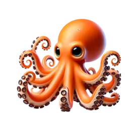 an orange octopus with tentacles and eyes