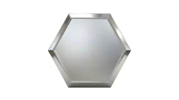 a mirror that is shaped like a hexagon