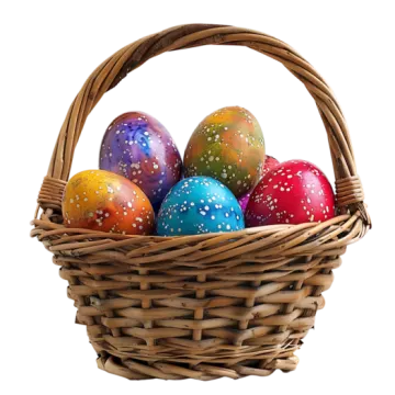 a basket filled with colorful easter eggs
