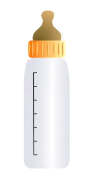 a baby bottle with the lid open