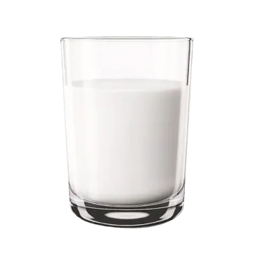 a glass of milk on a white background