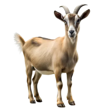 a goat standing on top of a white surface