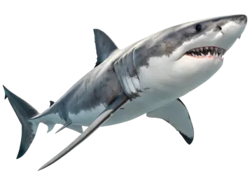a great white shark with its mouth open
