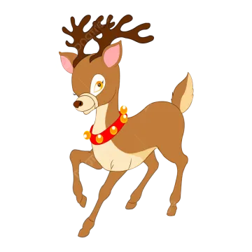 a reindeer with a red bow on its neck