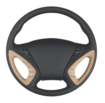 the steering cover is made of black leather and tan leather