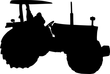 a tractor silhouetted on a white background