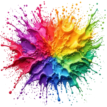 colorful paint splashs on a white background