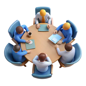a group of people sitting around a table
