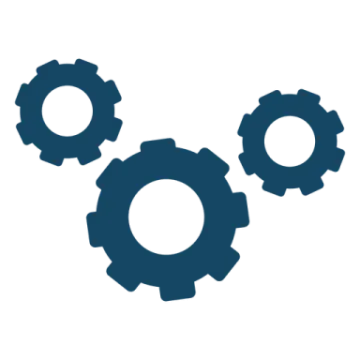 three gears on a white background