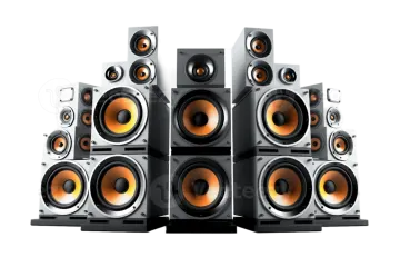 a set of speakers on a white background