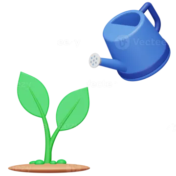 A watering water on a green plant