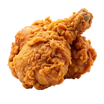 two pieces of fried chicken on a white background