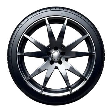 a black wheel on a white background