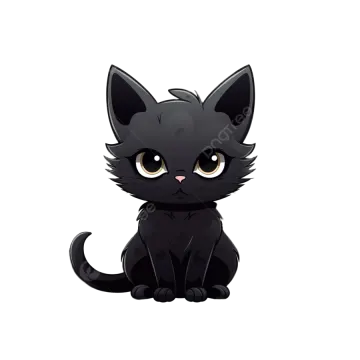 a black cat sitting down and looking at the camera