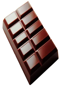 a piece of chocolate on a white background