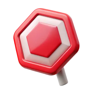 a red and white object on a white background