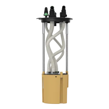 a yellow pump with a hose attached to it