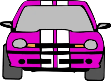 a pink car with white stripes
