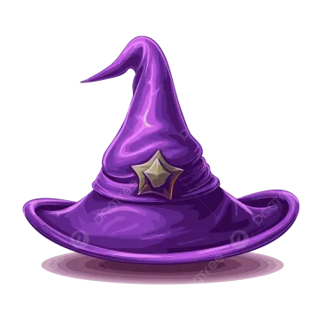 a purple witch hat with a star on it