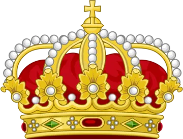 a gold crown with pearls on it