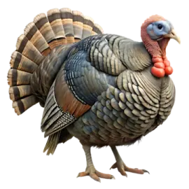 a turkey is standing on its hinds