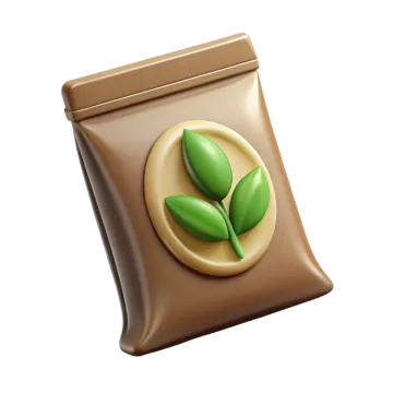 a chocolate bag with a green leaf on it