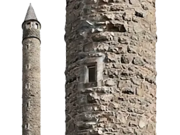 an old stone tower with a clock on top