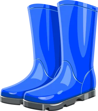 a pair of blue rain boots