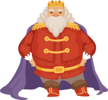 a cartoon character dressed as a king