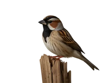 a bird sitting on top of a wooden post