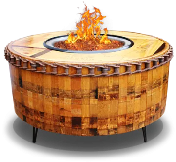 an outdoor fire pit made out of wood