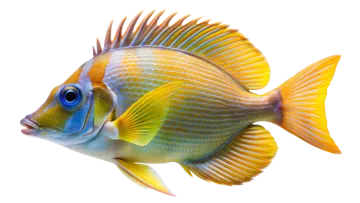 a close up of a fish on a white background