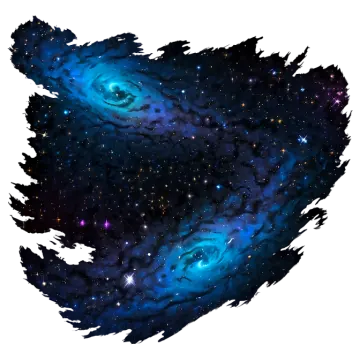 a black and blue nebula map with stars