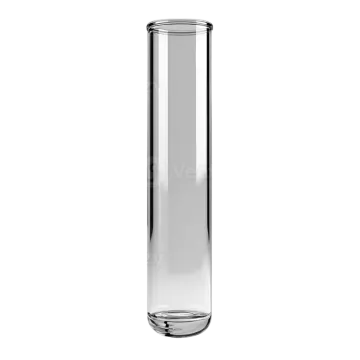 an empty glass tube with a white background