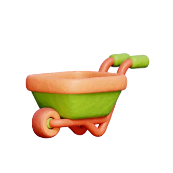 an orange and green toy wagon with two handles