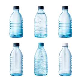 a set of six water bottles