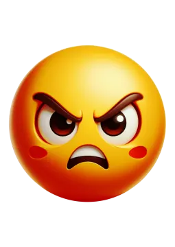 a yellow smiley face with an angry expression