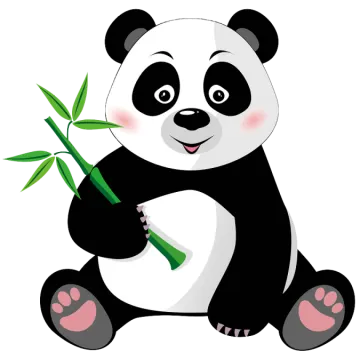 a panda holding a bamboo sticker