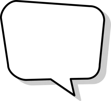 a black and white speech bubble