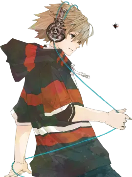 an anime character with headphones and headphones