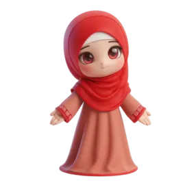 a little girl wearing a red hina