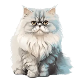 a gray cat with yellow eyes sitting down