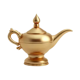 a gold teapot on a white background