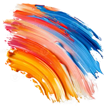 a colorful paint stroke on a white background