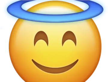 a smiley face with an angel halo around it