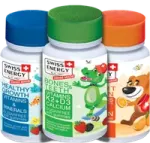 three bottles of children's vitamin tablets