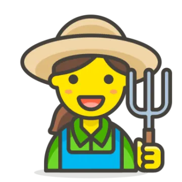 a woman wearing a straw hat and holding a pitchfork