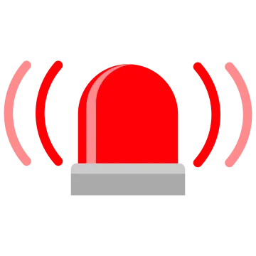 an icon of a red bell on a white background