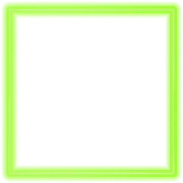 a green neon frame on a white background